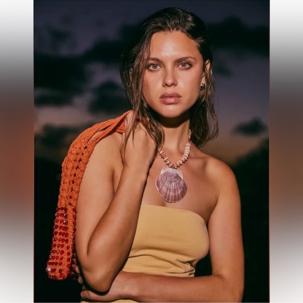 New! Free People Love Letter To The Sea Shell Necklace With Adjustable Ribbon - Picture 4 of 6
